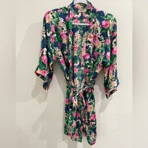 Victoria’s Secret Silk Floral Vintage Robe Kimono Belted Feminine Lounge Dainty